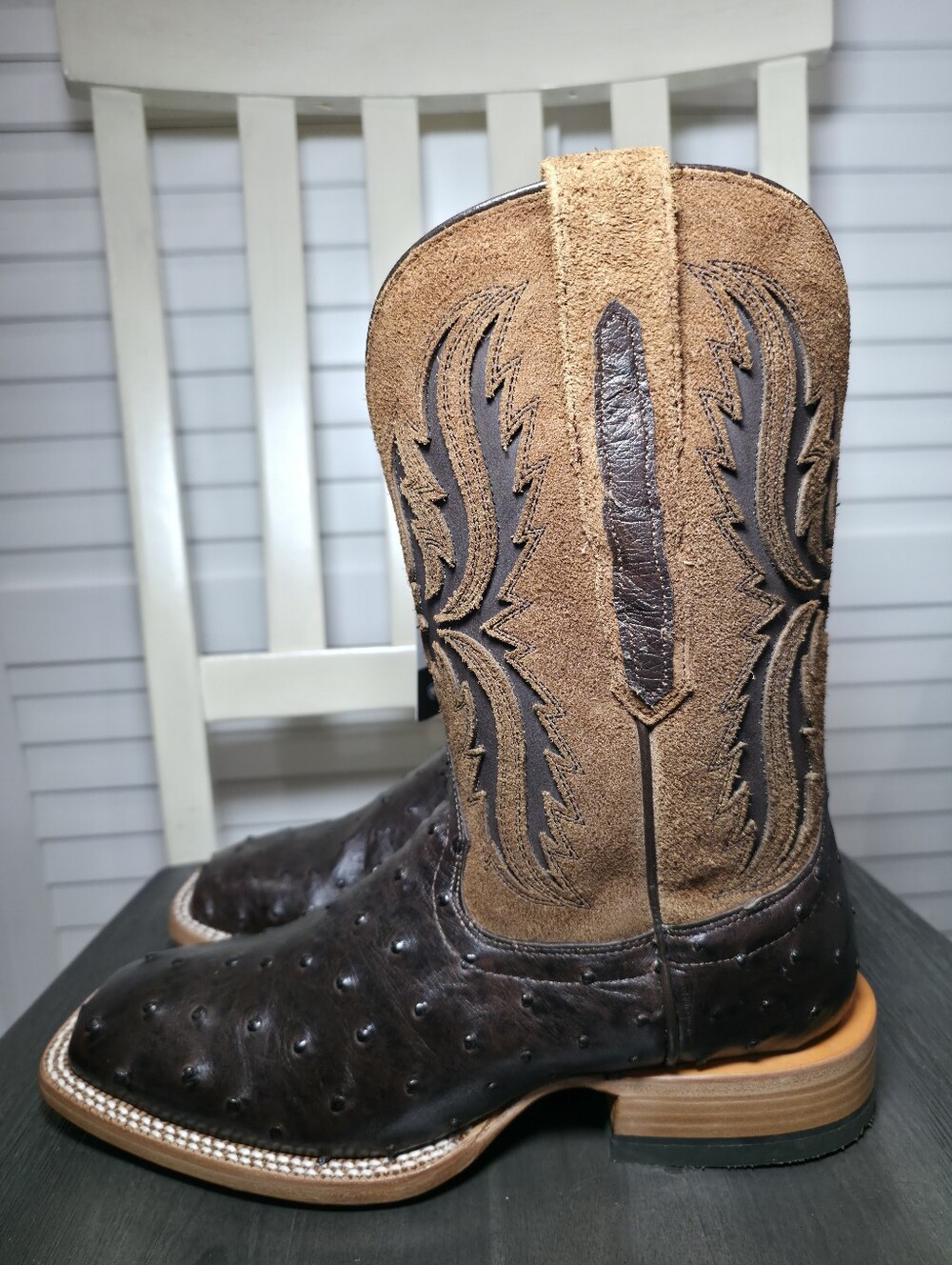 Ariat Drifter Ostrich Western Boots Broad Square Toe 10058168 Men's Size 7.5 D